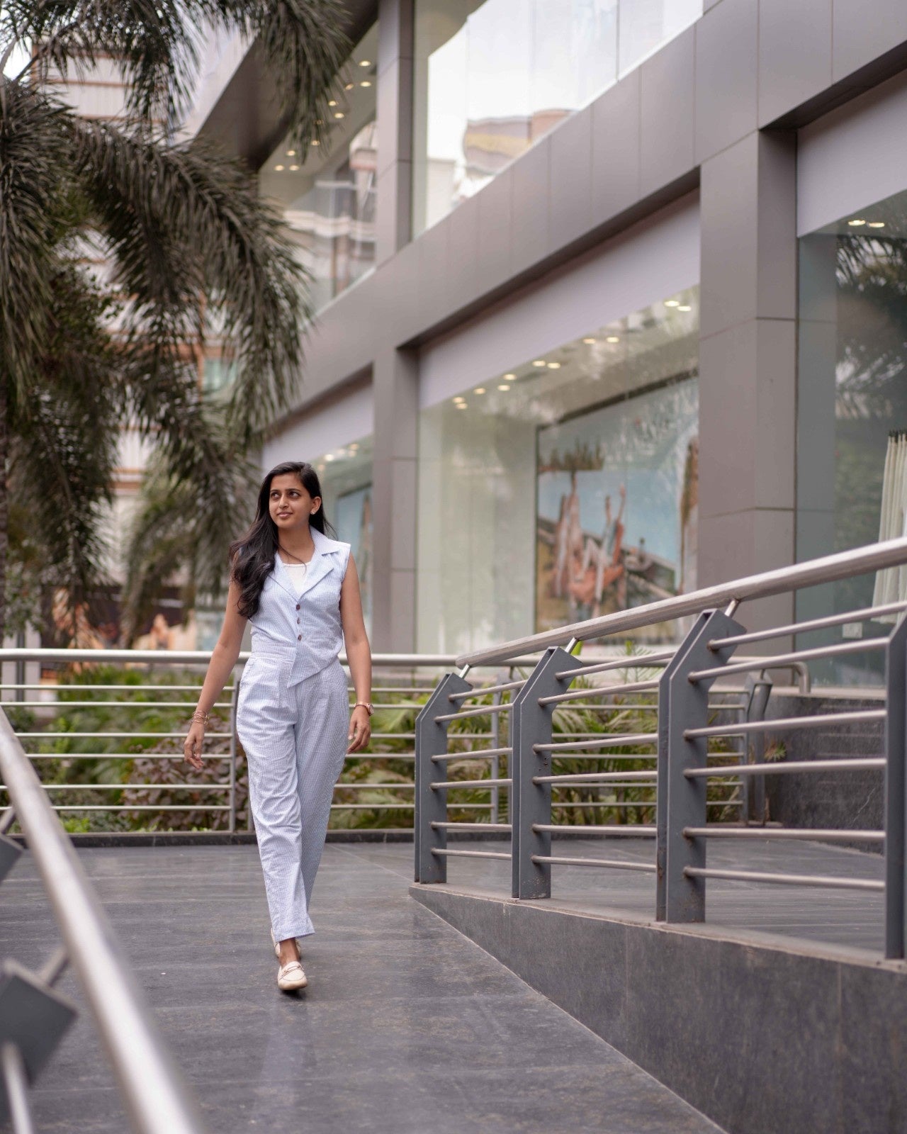 Crushed Organic Cotton Blue Stripes Jumpsuit